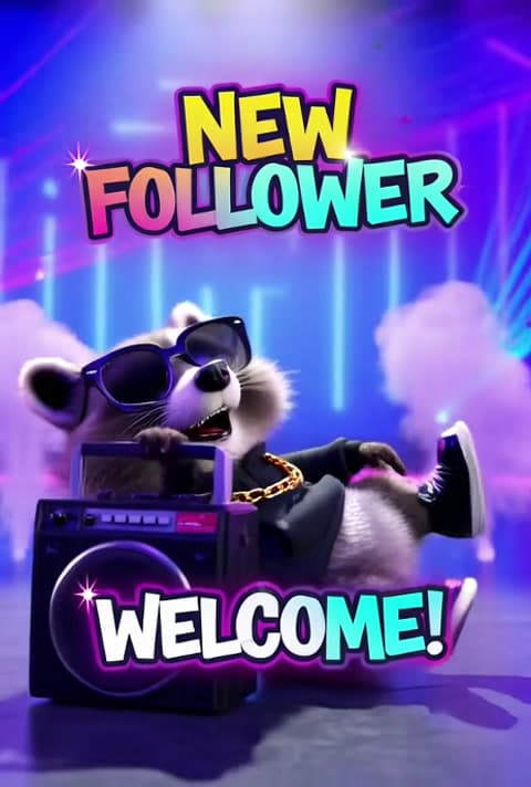 Breakdance Raccoon New Follower Alert