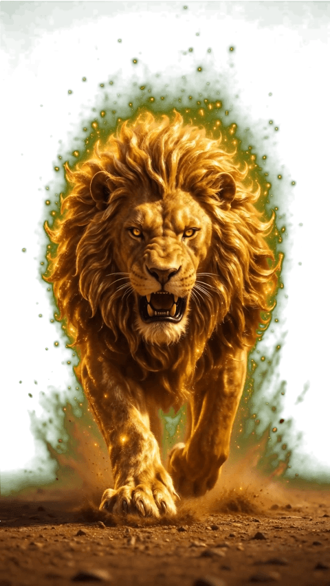 Golden Lion Attack Alert | Chroma Key Stream Animation