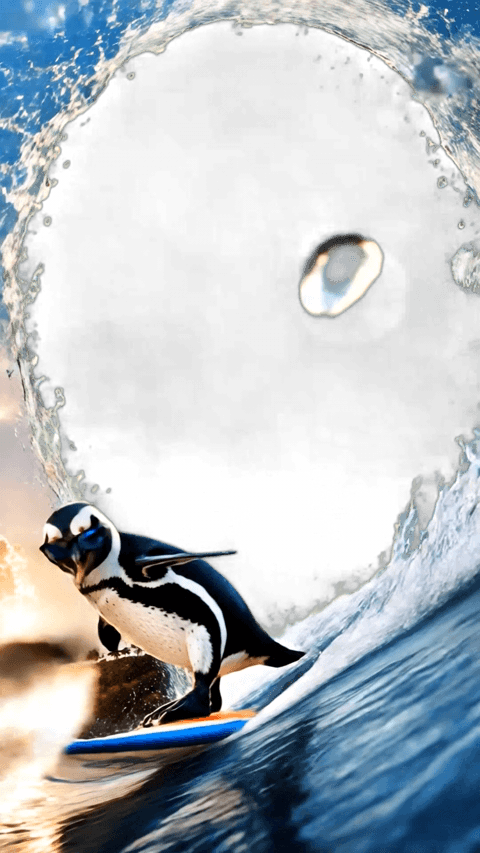 Surfing Pinguin Geschenke Animation