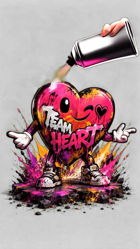 Teamherz Grafitti ( TEAM HEART ) NEON FARBEN!