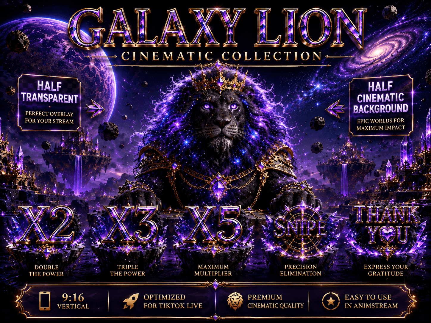 Galaxy Lion Cinematic Collection | X2 X3 X5 Snipe & Thank You | TikTok LIVE Anim