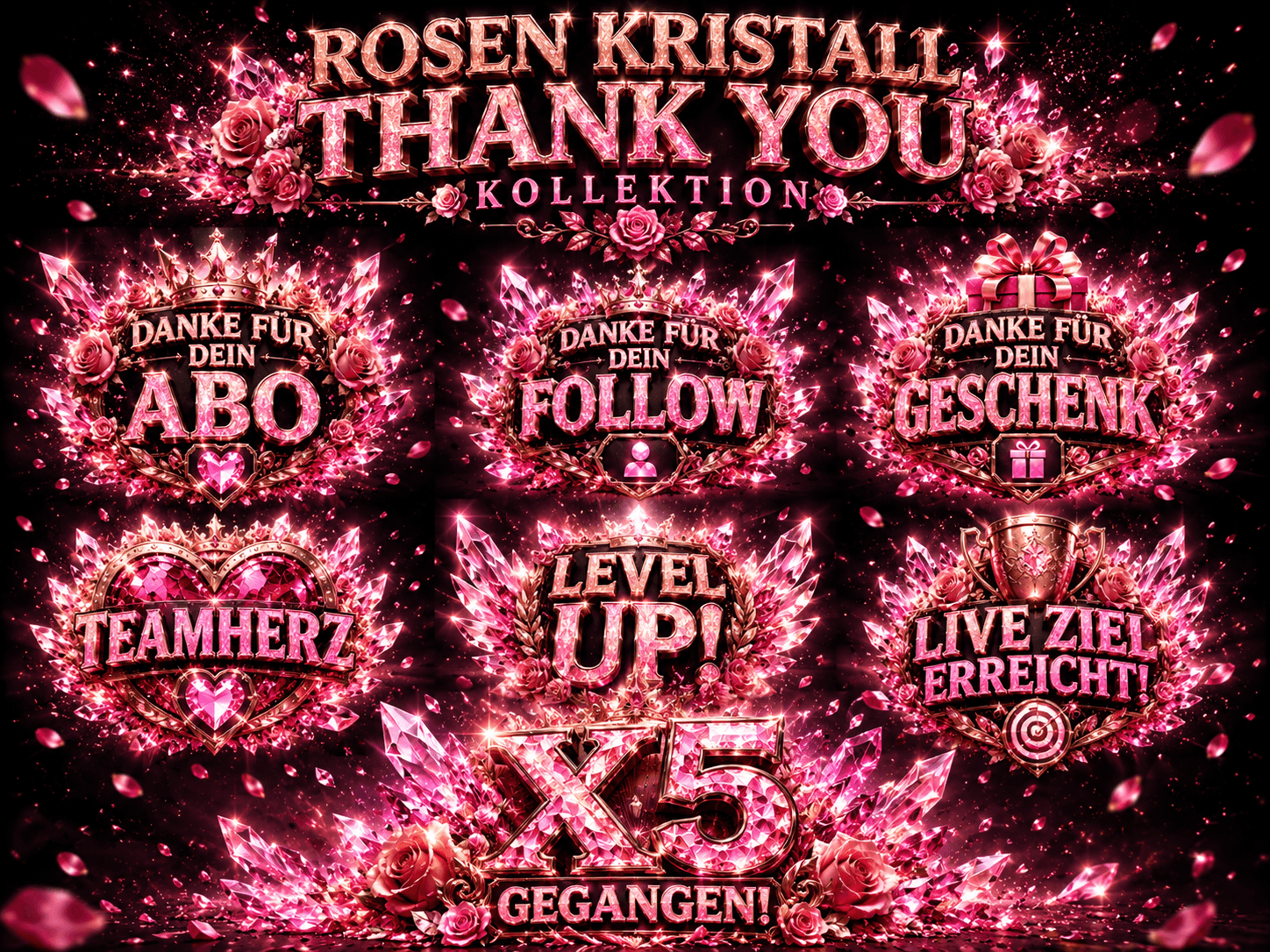 Rosen Kristall DANKE Kollektion.
