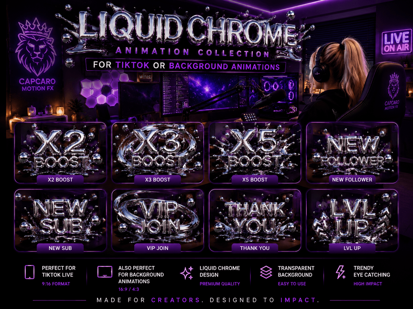 Liquid Chrome Animation Collection – Premium TikTok LIVE & Background Animations