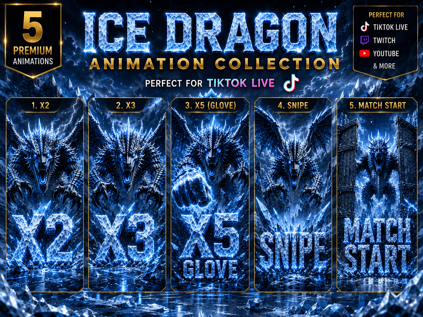 Ice Dragon Animation Collection – 5 Epic TikTok LIVE Animations mit BACKGROUND