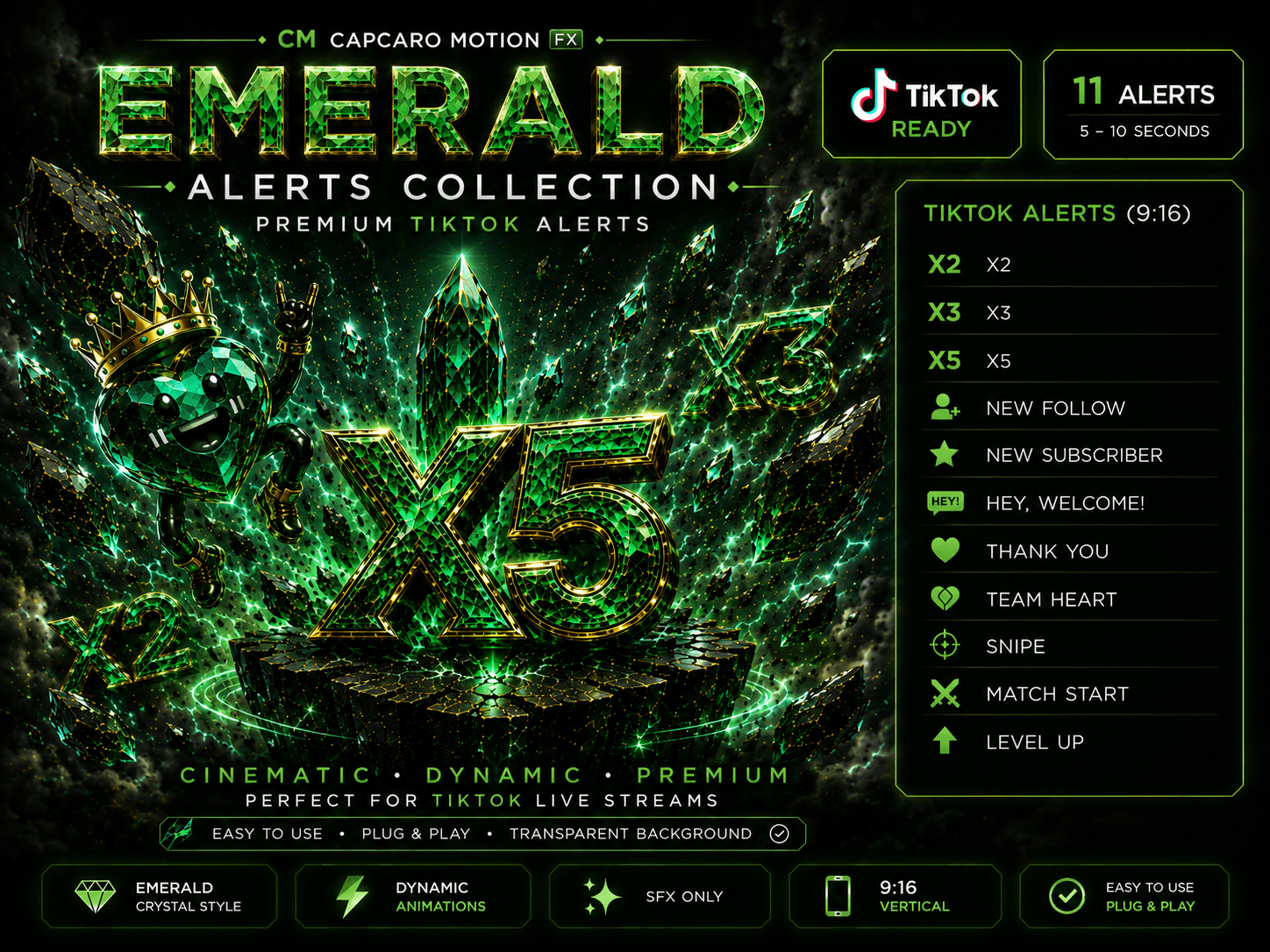 Emerald / GRÜN TikTok Alerts Collection | Premium Stream Alerts | X2 X3 X5
