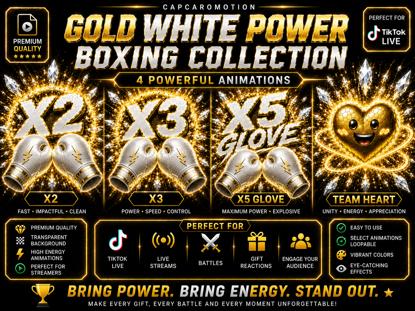 Gold White Power Boxing Collection / X2, X3, X5→GLOVE & Team Heart | TikTok LIVE