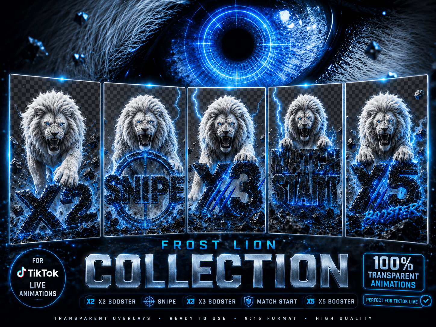 Frost Lion TikTok Live Animation Collection – X2, X3, X5, Snipe & Match Start